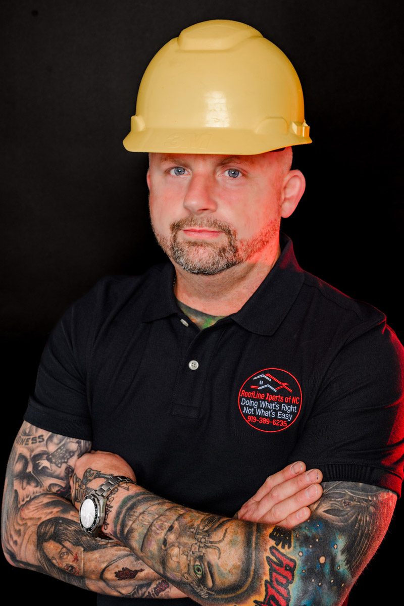 image shows Chris Holland, owner Roofline Xperts NC