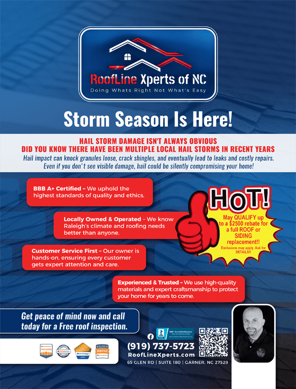 image shows banner for $2500 rebate on siding or roofing