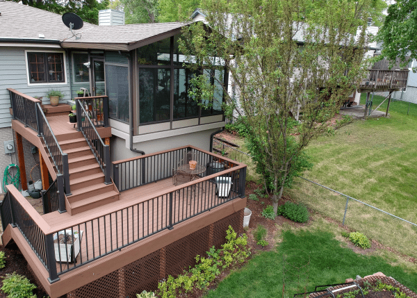 image shows backyard deck