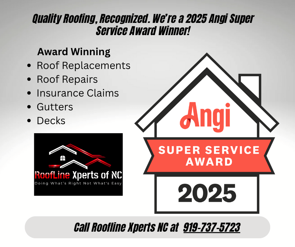 image show Angi Super Service Award Winner badge for Roofline Xperts NC